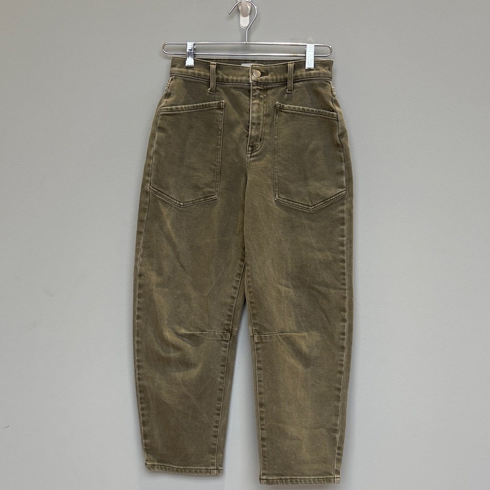 Evereve Olive Barrel Leg Jeans
